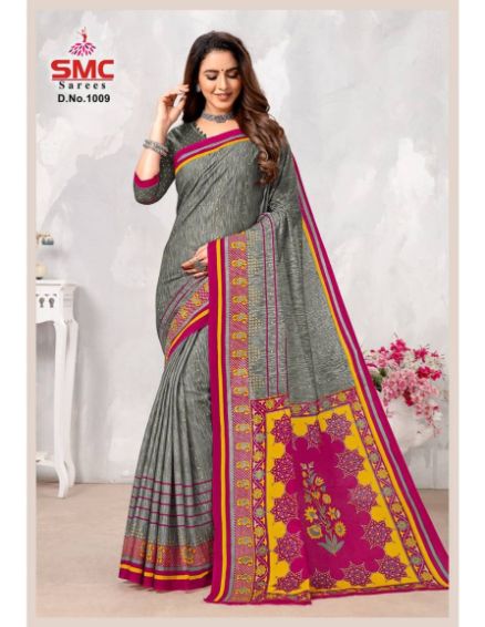 Smc Parvathi Casual Daily Wear Cotton Printed Latest Saree Collection